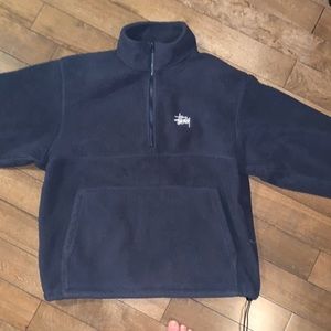 Stussy navy blue polar half zip-up fleece never worn
